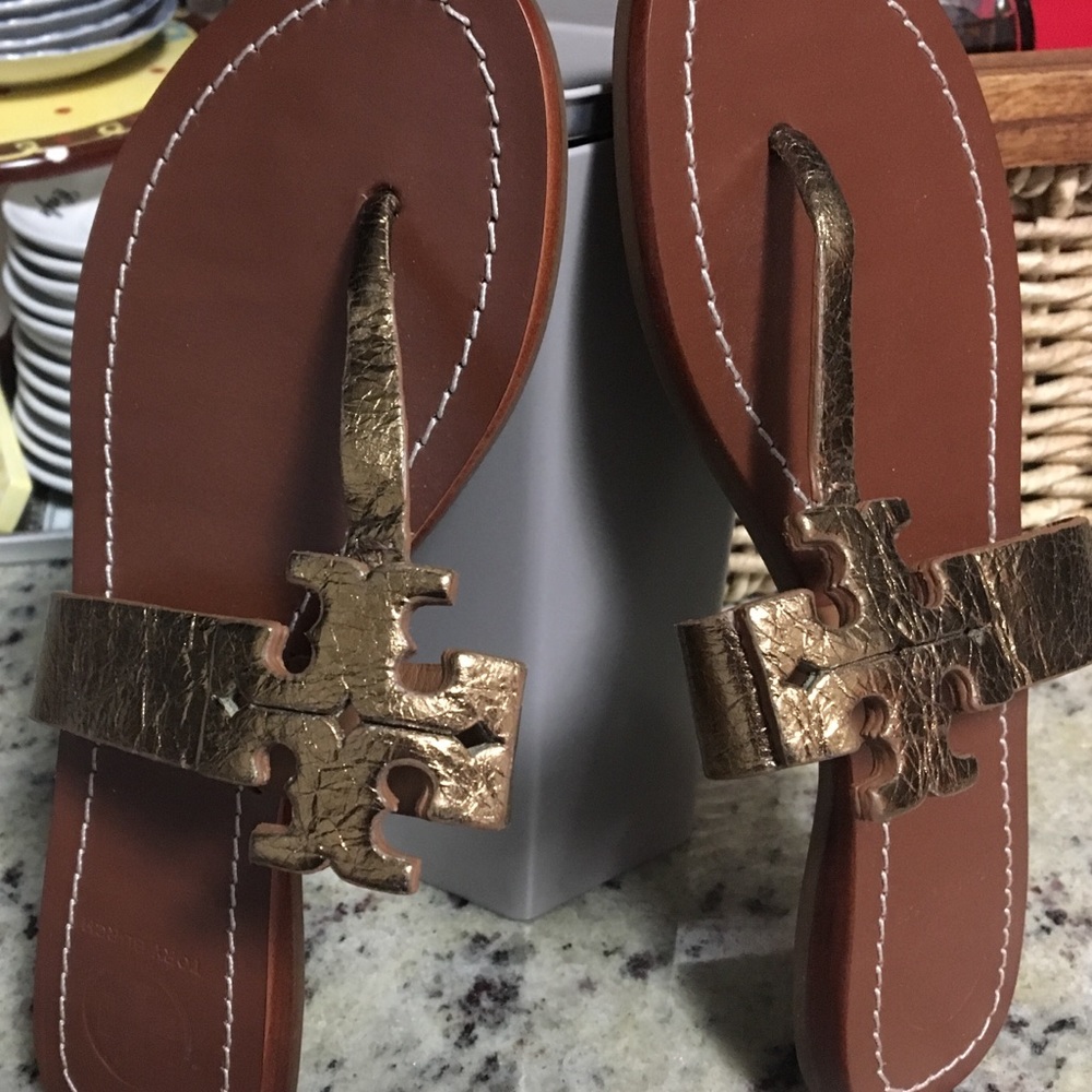 Tory Burch gold sandals